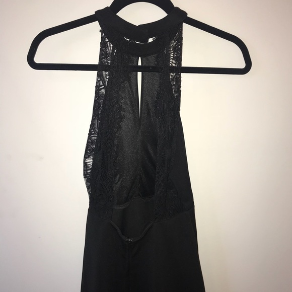 High neck, open back, Black flare dress - Picture 3 of 3